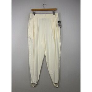 Vintage 80s Counterparts Womens 18 Cream Pleated High Waist Stirrup Pants‎ NEW